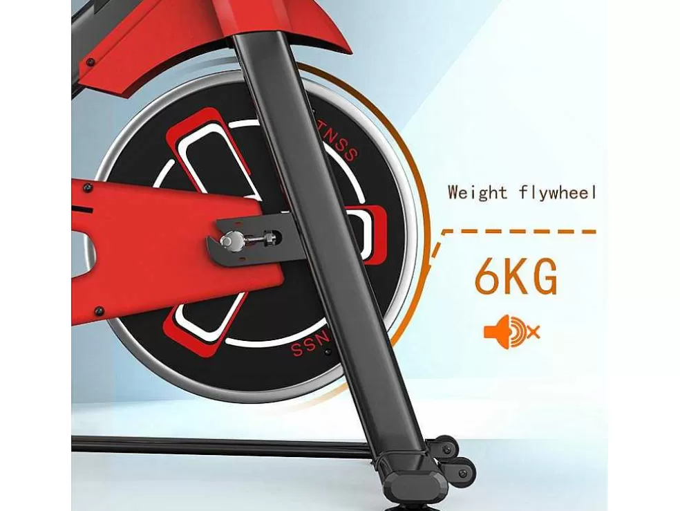 Vente-unique Bicicleta De Spinning Com Assento E Guiador Ajustaveis, Bicicleta De Exercicio Com Resistencia Ajustavel E Ecra Lcd* Fitness
