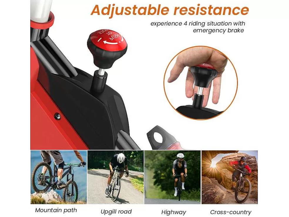 Vente-unique Bicicleta De Spinning Com Assento E Guiador Ajustaveis, Bicicleta De Exercicio Com Resistencia Ajustavel E Ecra Lcd* Fitness