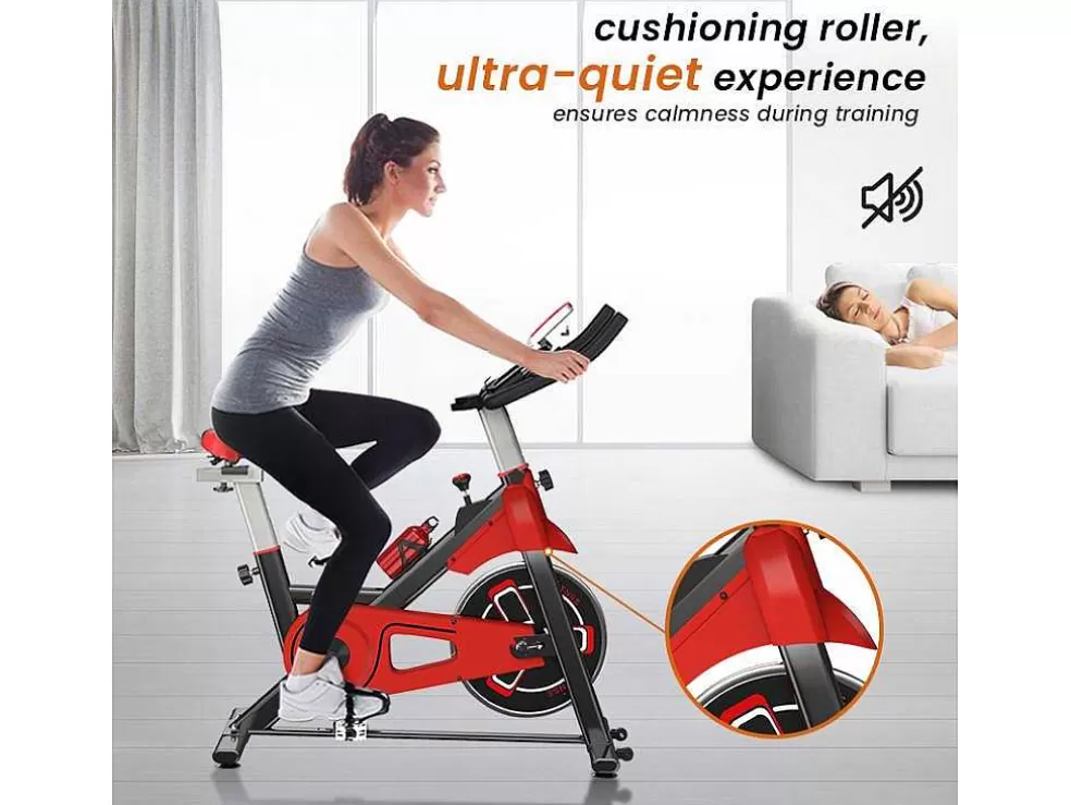 Vente-unique Bicicleta De Spinning Com Assento E Guiador Ajustaveis, Bicicleta De Exercicio Com Resistencia Ajustavel E Ecra Lcd* Fitness