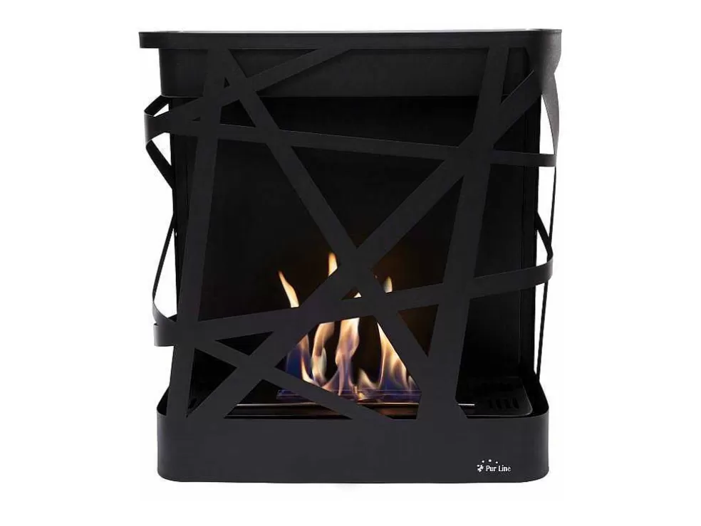 Purline Biolareira Em A?O Inox Preto Montada Na Parede Com Design Exclusivo E Moderno* Lareira Elétrica