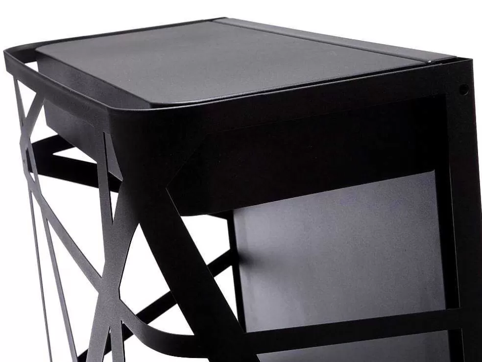 Purline Biolareira Em A?O Inox Preto Montada Na Parede Com Design Exclusivo E Moderno* Lareira Elétrica