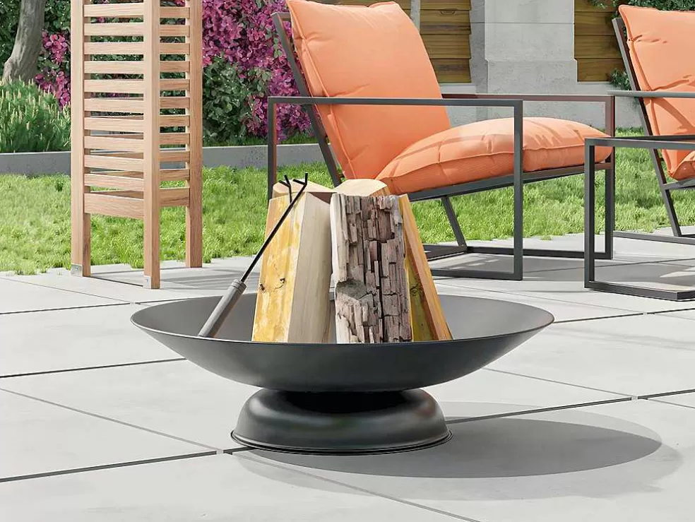 Vente-unique Braseiro De Jardim Redondo Em Aco Dione - D.72 Cm X A.20 Cm - Preto* Barbecue, Braseiro De Jardim, Plancha
