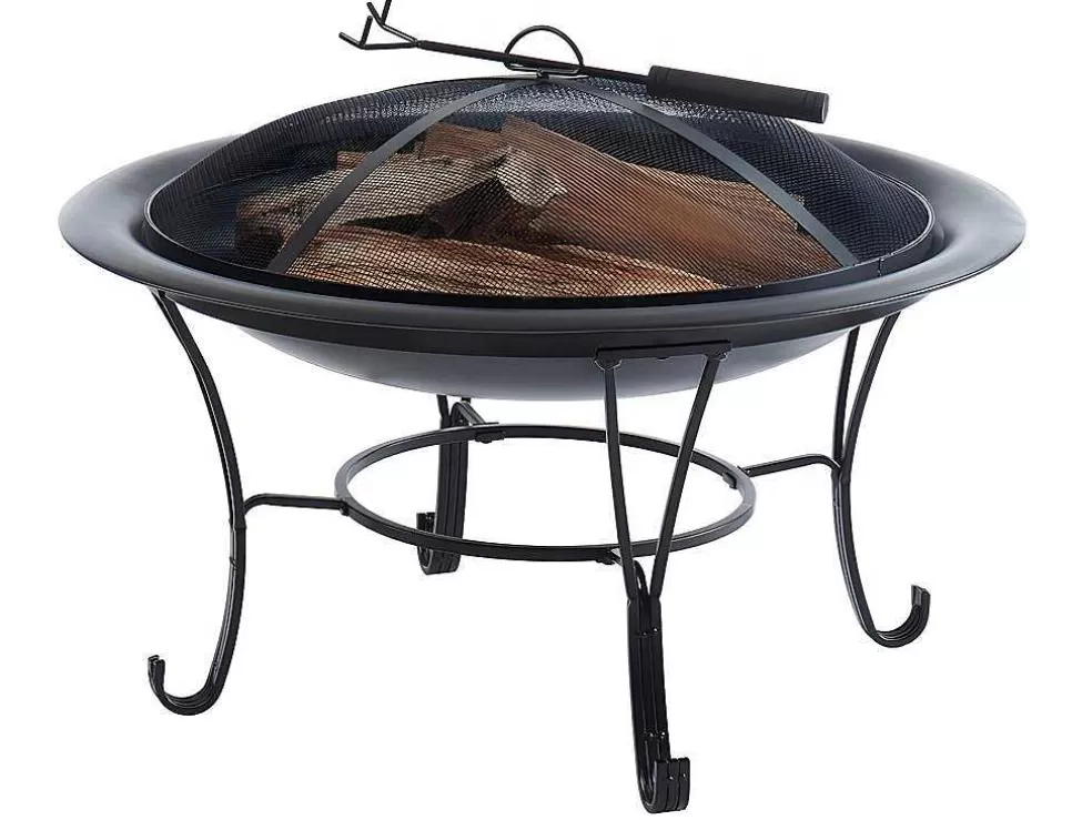 Vente-unique Braseiro De Jardim Redondo Em Aco Mizar - D.75 Cm X A.55 Cm - Preto* Barbecue, Braseiro De Jardim, Plancha