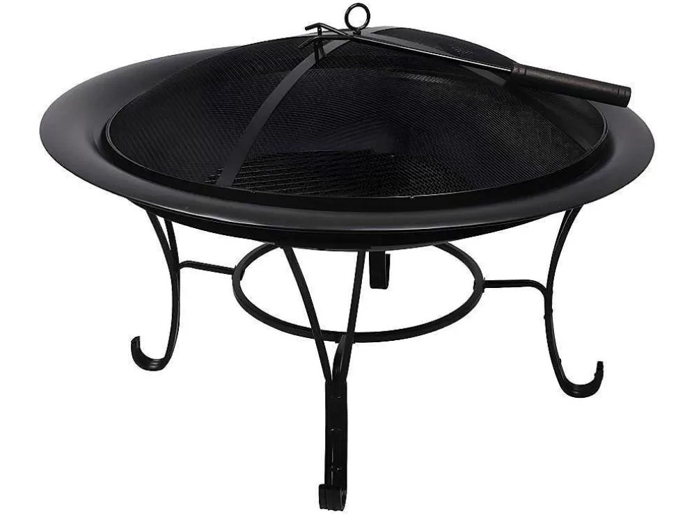 Vente-unique Braseiro De Jardim Redondo Em Aco Mizar - D.75 Cm X A.55 Cm - Preto* Barbecue, Braseiro De Jardim, Plancha