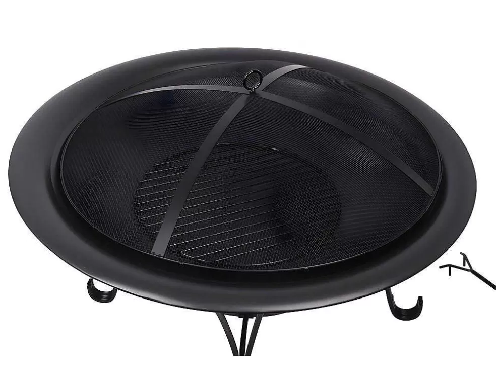 Vente-unique Braseiro De Jardim Redondo Em Aco Mizar - D.75 Cm X A.55 Cm - Preto* Barbecue, Braseiro De Jardim, Plancha