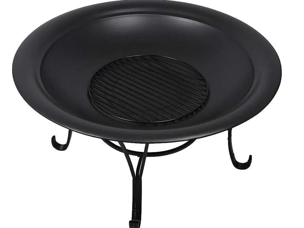 Vente-unique Braseiro De Jardim Redondo Em Aco Mizar - D.75 Cm X A.55 Cm - Preto* Barbecue, Braseiro De Jardim, Plancha
