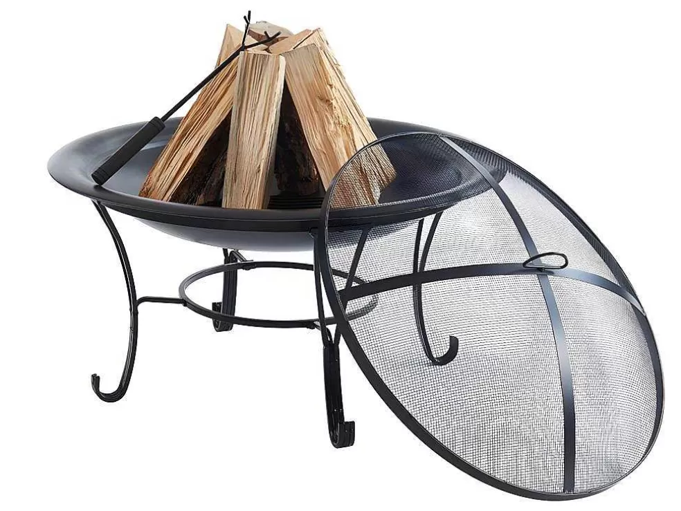 Vente-unique Braseiro De Jardim Redondo Em Aco Mizar - D.75 Cm X A.55 Cm - Preto* Barbecue, Braseiro De Jardim, Plancha
