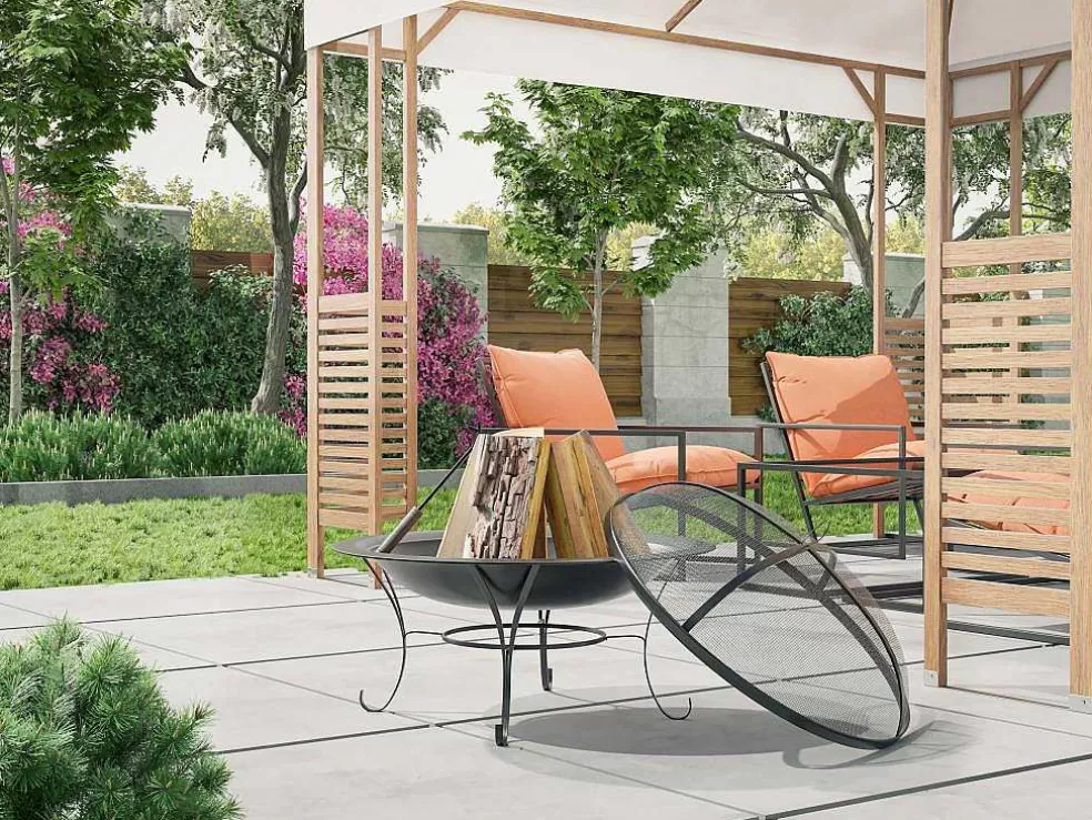 Vente-unique Braseiro De Jardim Redondo Em Aco Mizar - D.75 Cm X A.55 Cm - Preto* Barbecue, Braseiro De Jardim, Plancha