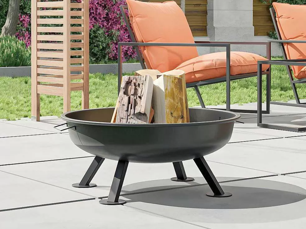 Vente-unique Braseiro De Jardim Redondo Em Aco Rigel - D.56 Cm X A.24 Cm - Preto* Barbecue, Braseiro De Jardim, Plancha