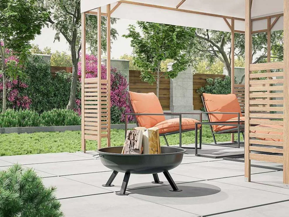 Vente-unique Braseiro De Jardim Redondo Em Aco Rigel - D.56 Cm X A.24 Cm - Preto* Barbecue, Braseiro De Jardim, Plancha