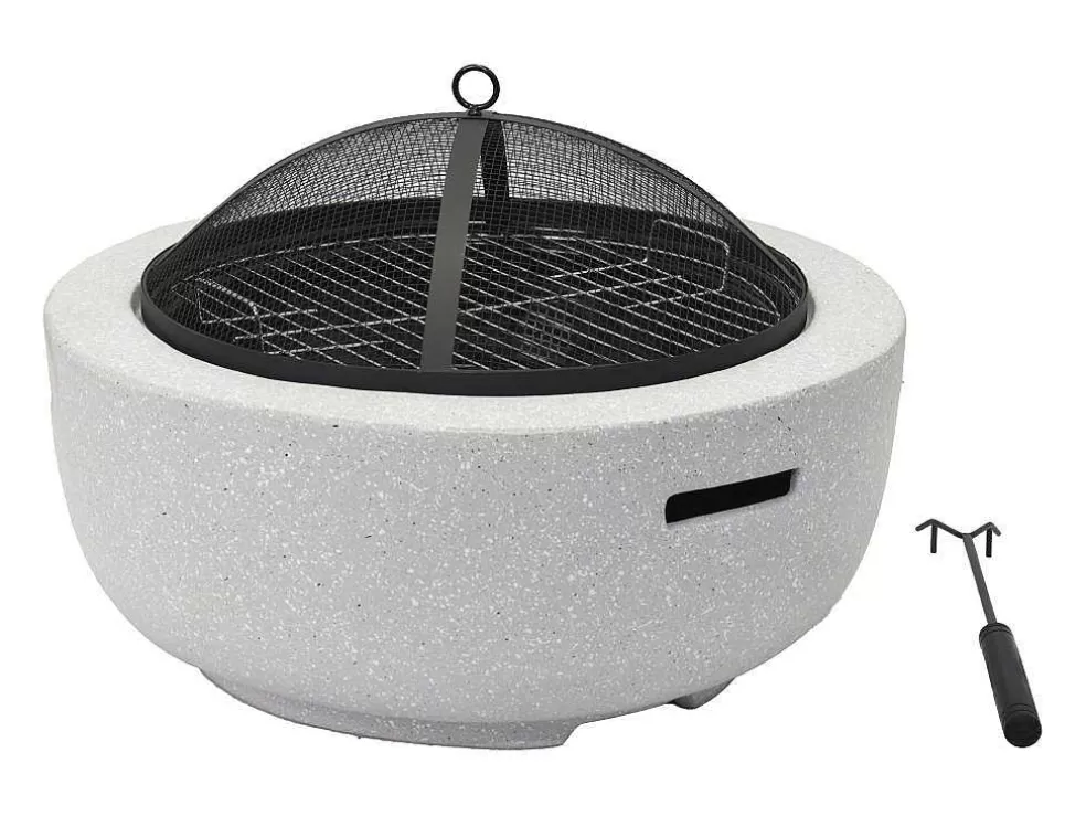 Vente-unique Braseiro Grelhador Em Mgo C60,5 X L60,5 X A42,5 Cm - Garmona* Barbecue, Braseiro De Jardim, Plancha