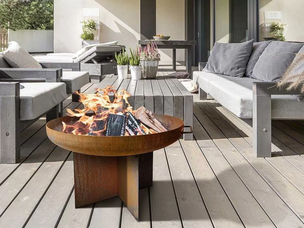 Purline Brasero De Jardin Circulaire En Acier Patine Corten Brun* Barbecue, Braseiro De Jardim, Plancha