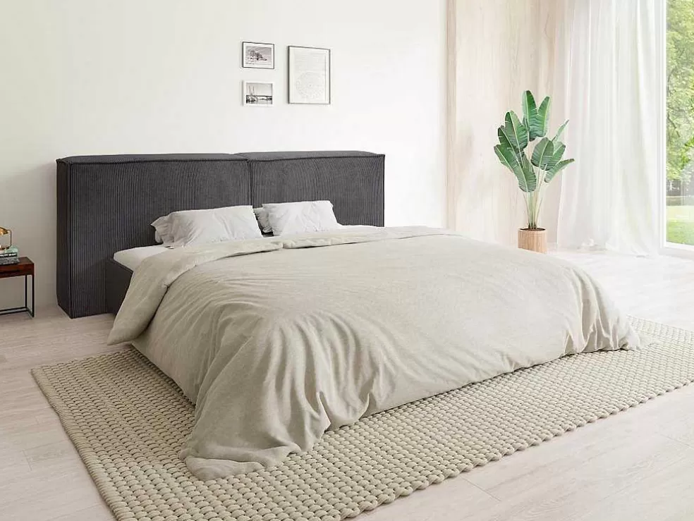 PASCAL MORABITO Cabeceira De Cama 220 Cm Veludo Canelado Cinzento Antracite - Timano De * Cabeceira E Ponte De Cama