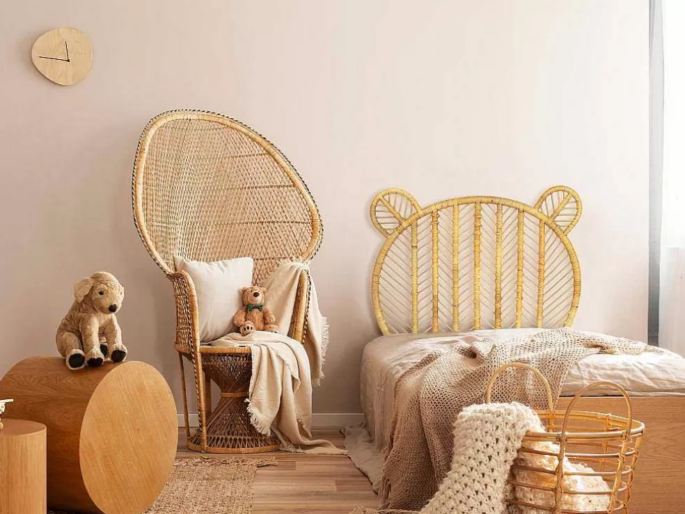 Vente-unique Cabeceira De Cama 90 Cm Vime Cor Natural - Tedyo* Móvel Para Quarto De Crianças
