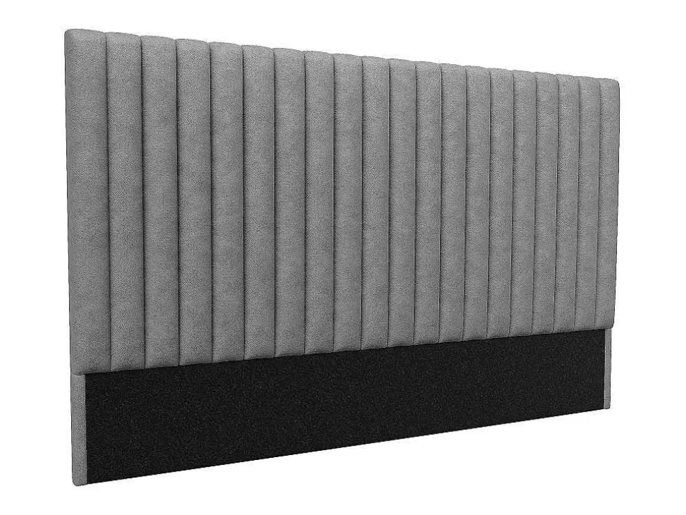 Vente-unique Cabeceira De Cama Com Costuras Verticais 200 Cm Tecido Cinza - Sarah* Cabeceira E Ponte De Cama