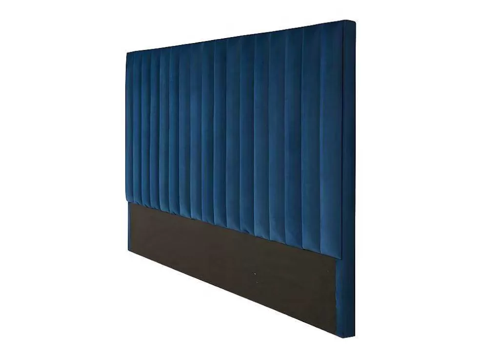 Vente-unique Cabeceira De Cama Com Costuras Verticais De 160 Cm Em Veludo Cor Azul-Escuro - Sarah* Cabeceira E Ponte De Cama