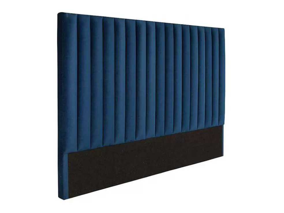 Vente-unique Cabeceira De Cama Com Costuras Verticais De 160 Cm Em Veludo Cor Azul-Escuro - Sarah* Cabeceira E Ponte De Cama