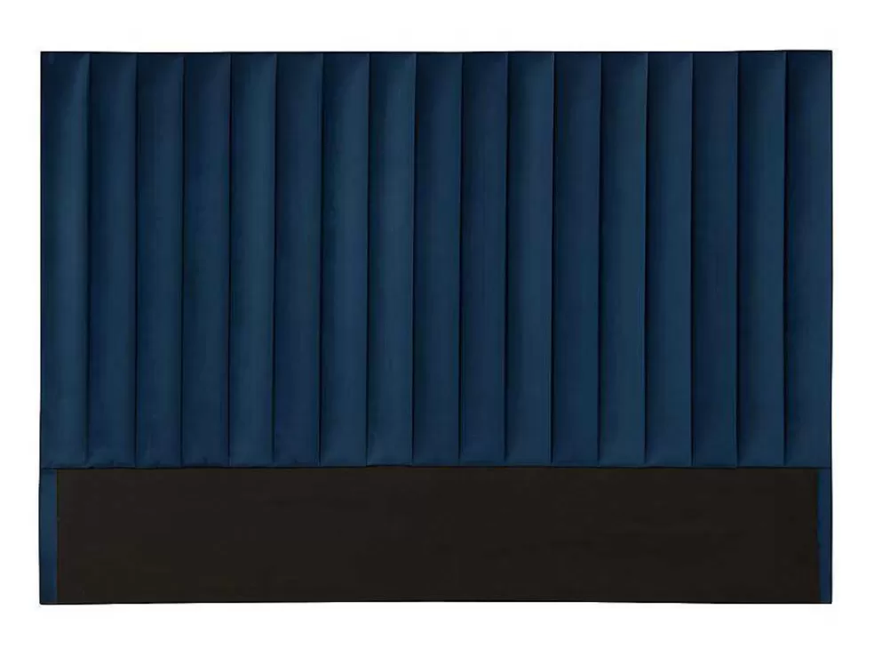 Vente-unique Cabeceira De Cama Com Costuras Verticais De 160 Cm Em Veludo Cor Azul-Escuro - Sarah* Cabeceira E Ponte De Cama