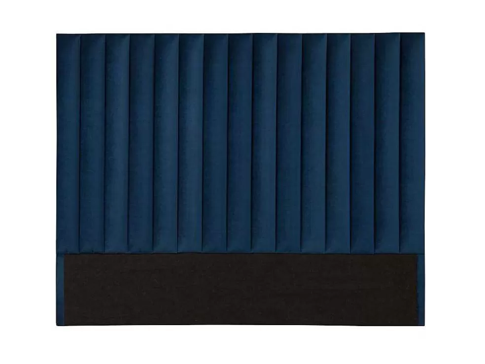 Vente-unique Cabeceira De Cama Com Costuras Verticais De 140 Cm Em Veludo Cor Azul-Escuro - Sarah* Cabeceira E Ponte De Cama