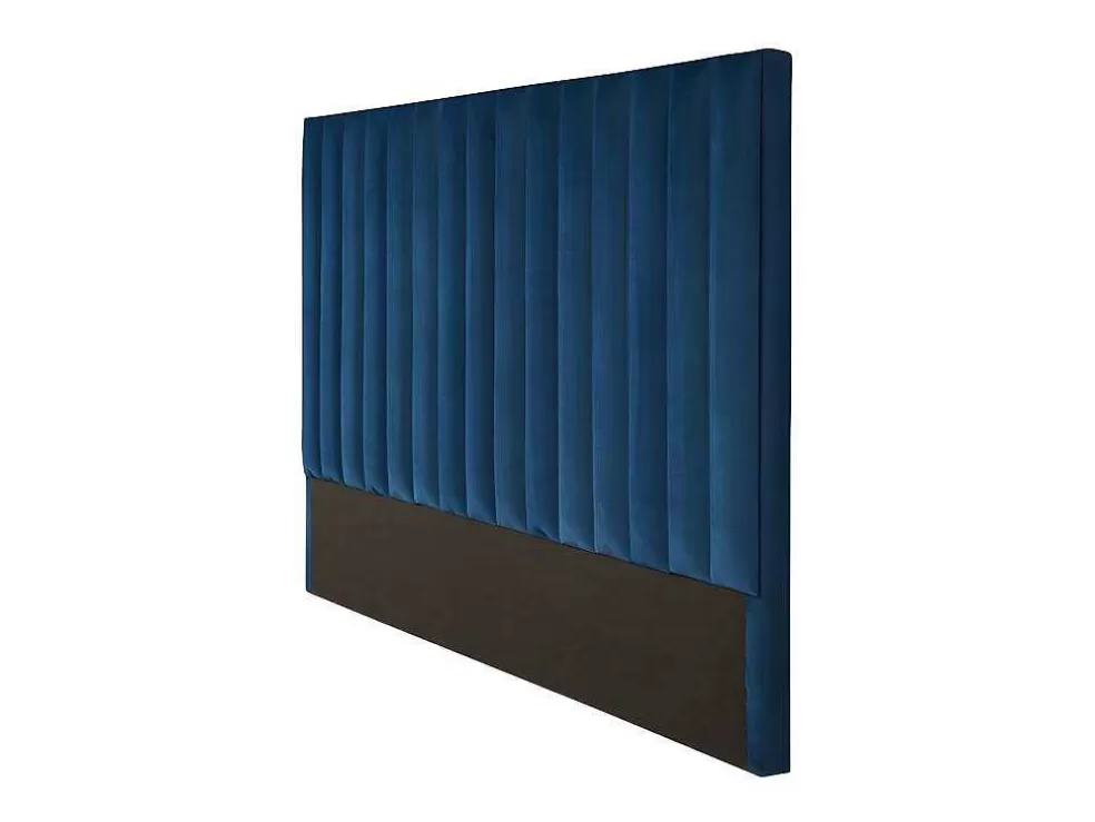 Vente-unique Cabeceira De Cama Com Costuras Verticais De 140 Cm Em Veludo Cor Azul-Escuro - Sarah* Cabeceira E Ponte De Cama