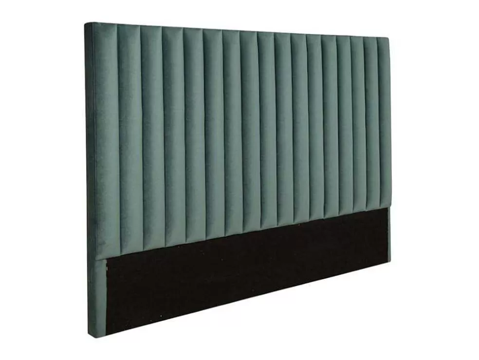 Vente-unique Cabeceira De Cama Com Costuras Verticais De 160 Cm Em Veludo Cor Verde Amendoa - Sarah* Cabeceira E Ponte De Cama