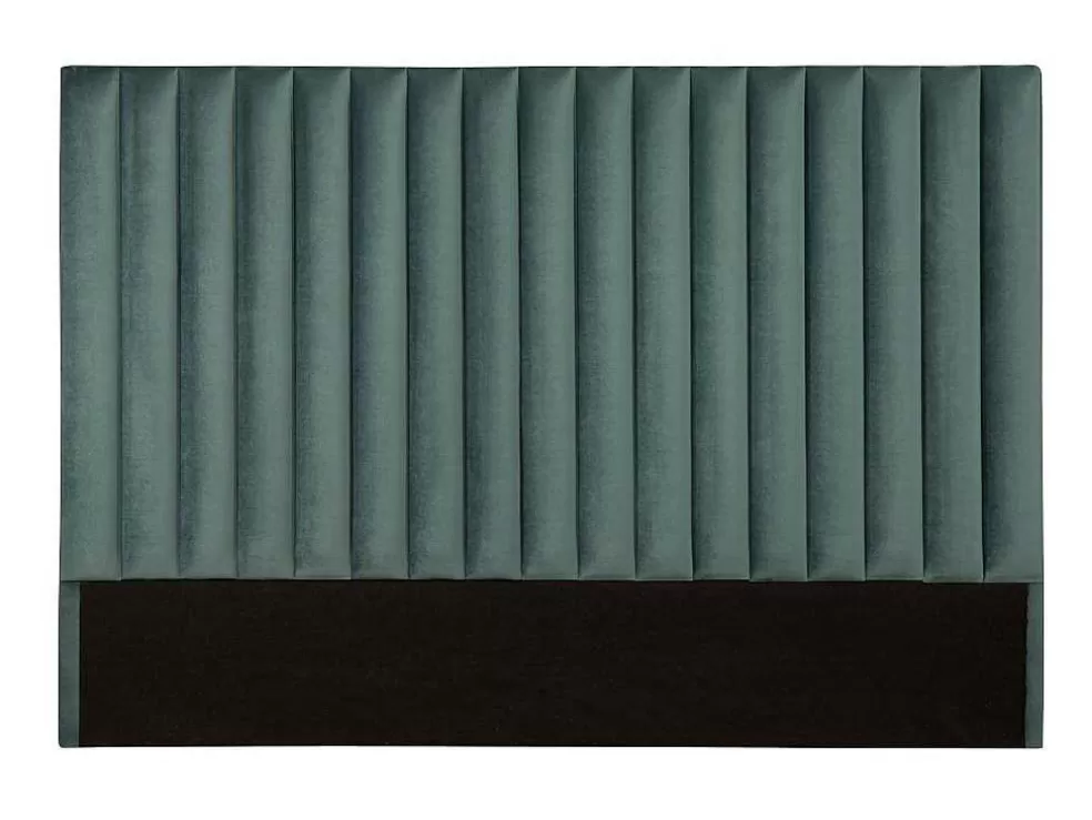 Vente-unique Cabeceira De Cama Com Costuras Verticais De 160 Cm Em Veludo Cor Verde Amendoa - Sarah* Cabeceira E Ponte De Cama