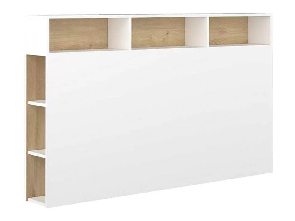 Vente-unique Cabeceira De Cama Com Espacos De Arrumação De 160 Cm Em Branco E Carvalho - Nastia* Cabeceira E Ponte De Cama