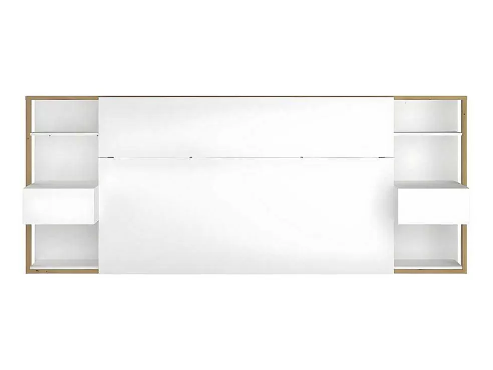 Vente-unique Cabeceira De Cama Com Mesas De Cabeceira De 160 Cm Cor Branco E Carvalho - Mista* Cabeceira E Ponte De Cama