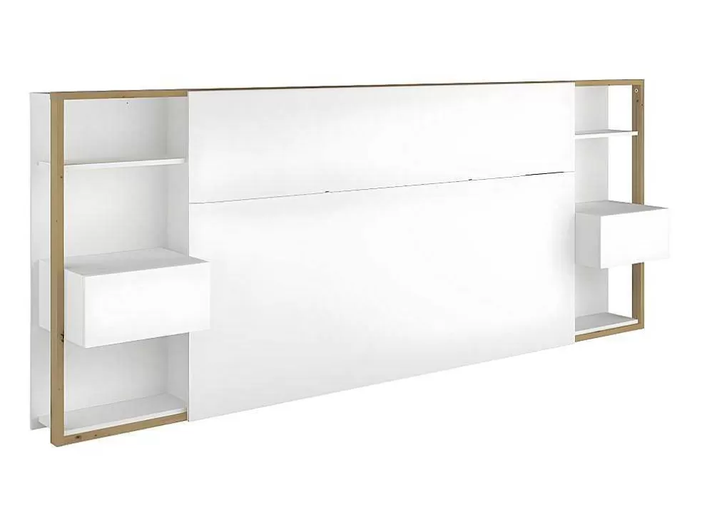 Vente-unique Cabeceira De Cama Com Mesas De Cabeceira De 160 Cm Cor Branco E Carvalho - Mista* Cabeceira E Ponte De Cama