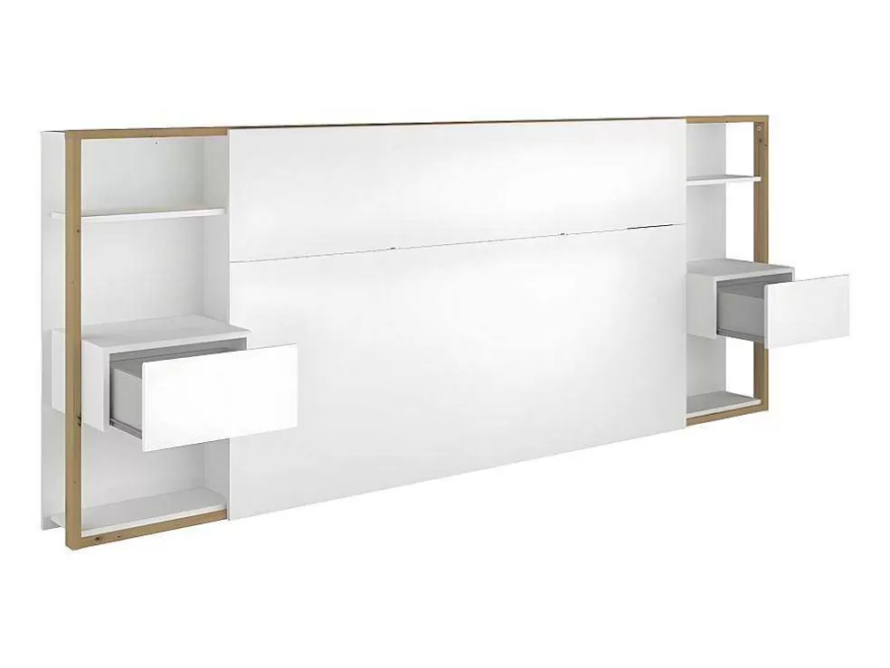 Vente-unique Cabeceira De Cama Com Mesas De Cabeceira De 160 Cm Cor Branco E Carvalho - Mista* Cabeceira E Ponte De Cama