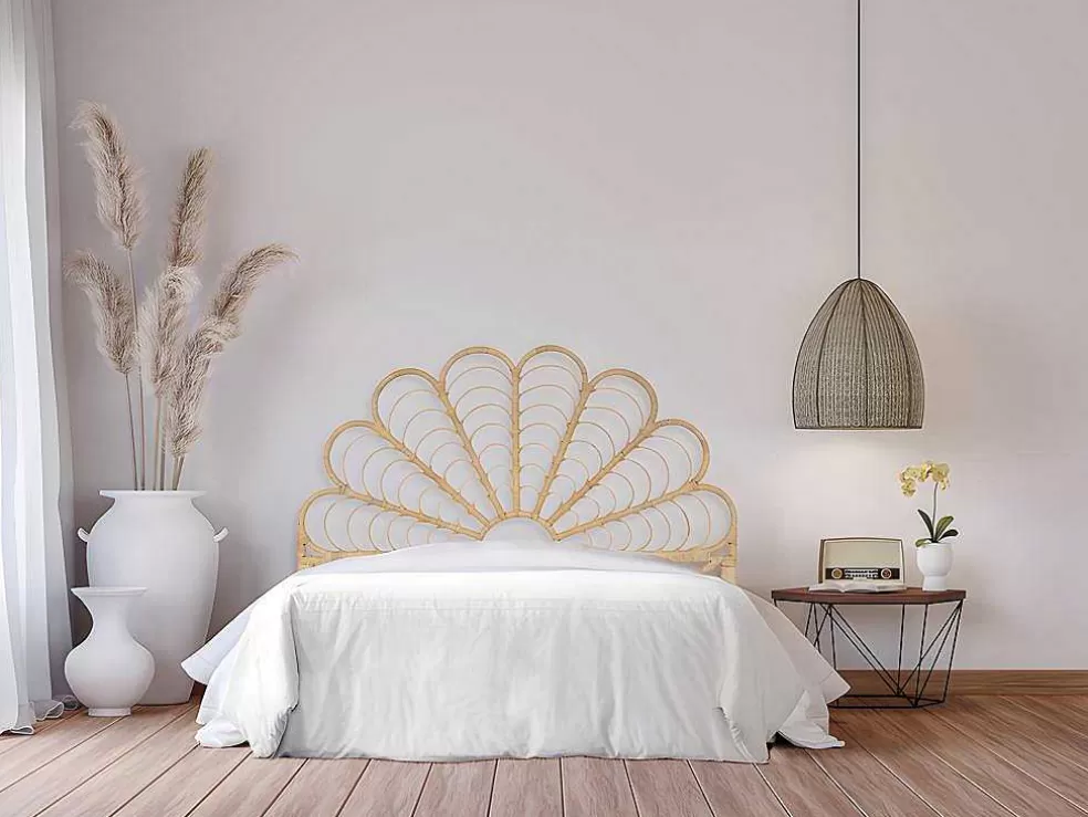 Vente-unique Cabeceira De Cama De 160 Cm Em Rotim Cor Natural - Flosia* Cabeceira E Ponte De Cama