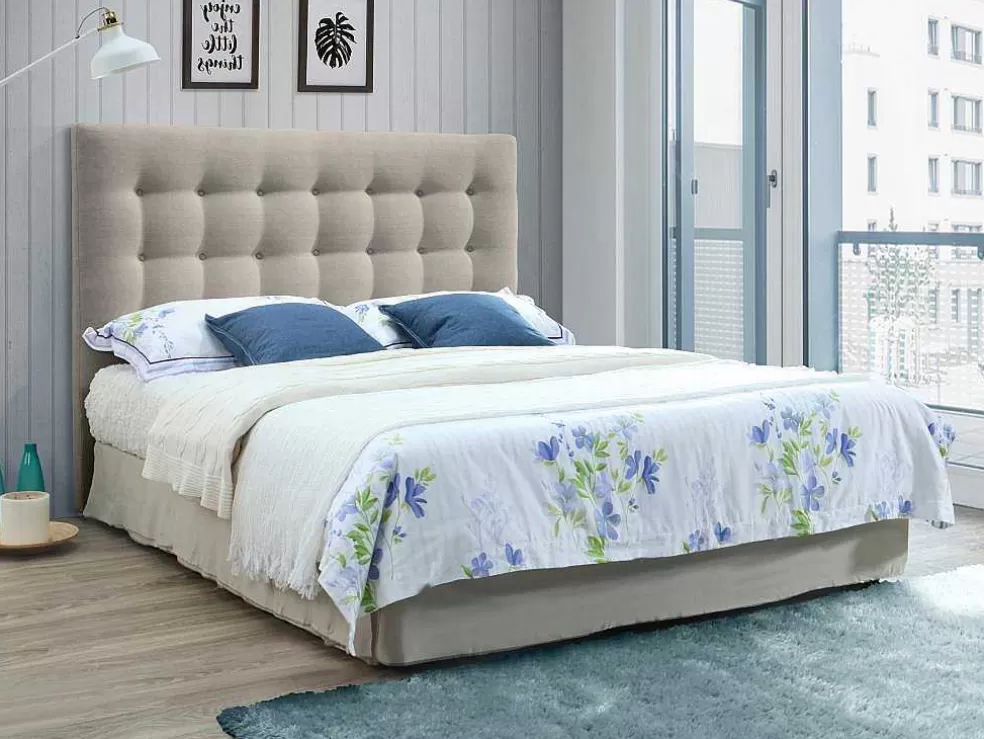 Vente-unique Cabeceira De Cama Estofada Francesco - 140 Cm - Tecido - Bege* Cabeceira E Ponte De Cama