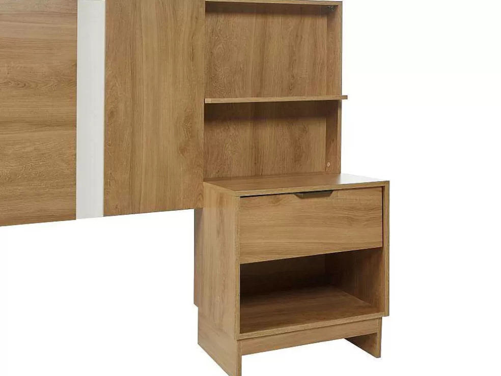 Vente-unique Cabeceira De Cama Extensivel Com Mesas De Cabeceira 140/160 Cm Cor Natural - Novoli* Cabeceira E Ponte De Cama
