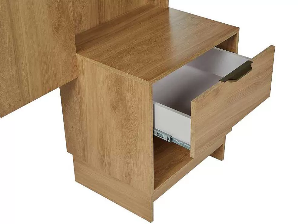 Vente-unique Cabeceira De Cama Extensivel Com Mesas De Cabeceira 140/160 Cm Cor Natural - Novoli* Cabeceira E Ponte De Cama