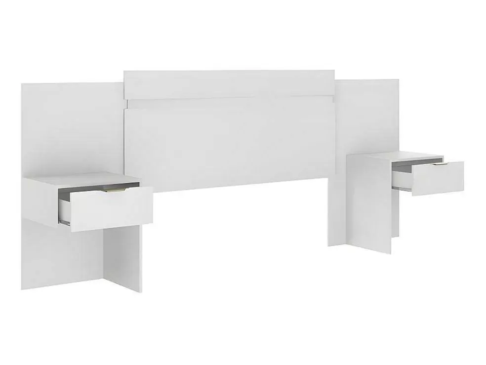 Vente-unique Cabeceira De Cama Extensivel Com Mesas De Cabeceira De 140/160 Cm Cor Branco - Parati* Cabeceira E Ponte De Cama