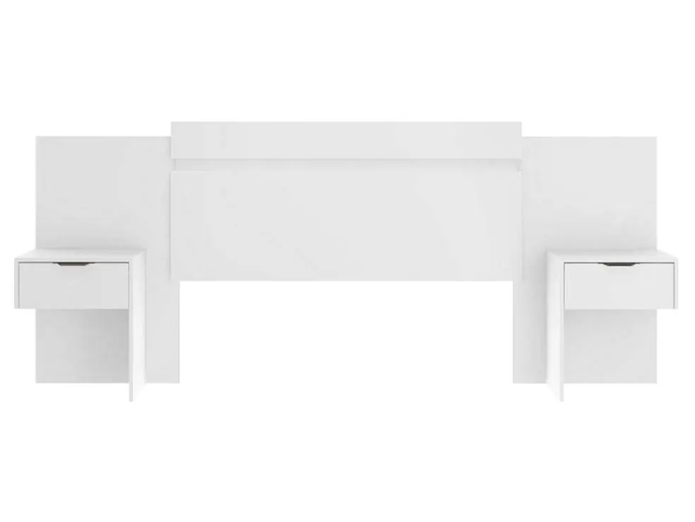 Vente-unique Cabeceira De Cama Extensivel Com Mesas De Cabeceira De 140/160 Cm Cor Branco - Parati* Cabeceira E Ponte De Cama