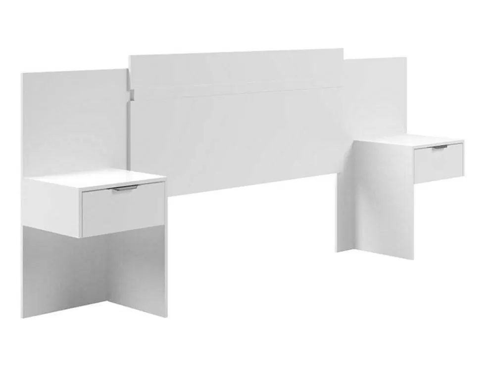 Vente-unique Cabeceira De Cama Extensivel Com Mesas De Cabeceira De 140/160 Cm Cor Branco - Parati* Cabeceira E Ponte De Cama