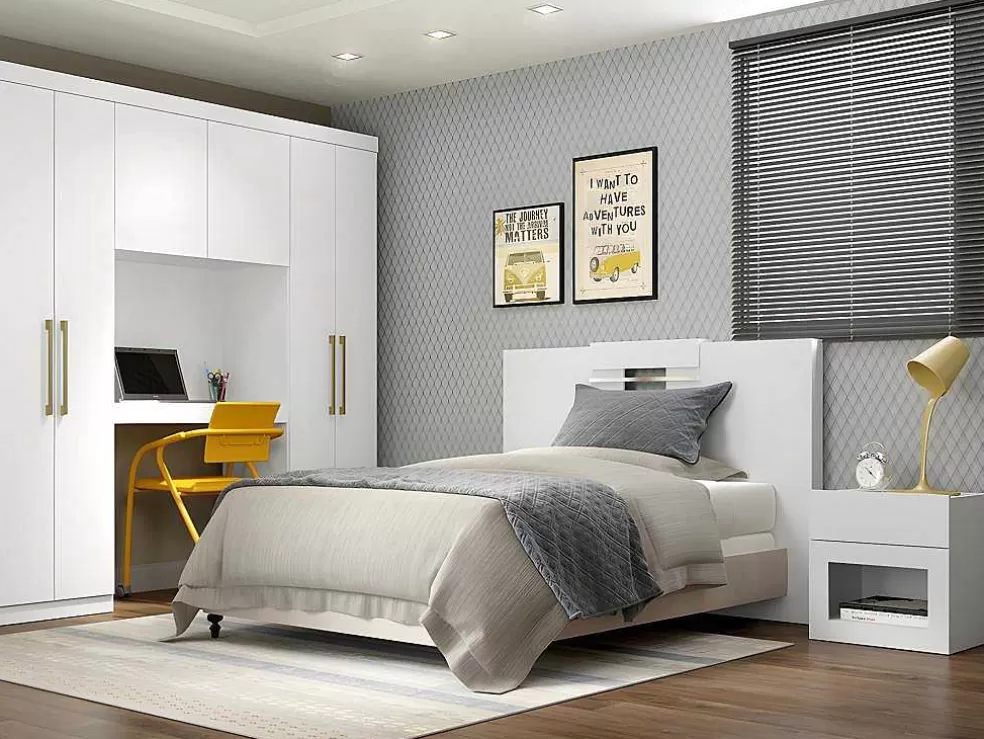 Vente-unique Cabeceira De Cama Extensivel De 140/160 Cm Cor Branco - Maraba* Cabeceira E Ponte De Cama