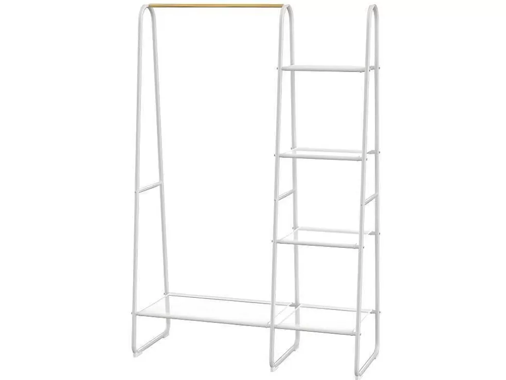 Vente-unique Cabide De Roupa Com 5 Prateleiras Para Lingerie De C100 Cm Em Metal Branco E Madeira De Faia - Dogu* Arrumação E Acessórios De Quarto