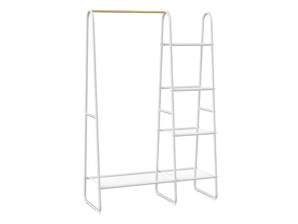Vente-unique Cabide De Roupa Com 5 Prateleiras Para Lingerie De C100 Cm Em Metal Branco E Madeira De Faia - Dogu* Arrumação E Acessórios De Quarto
