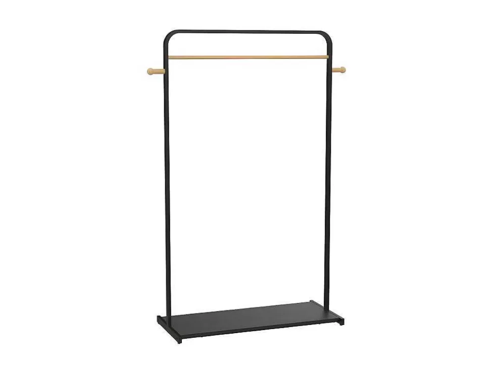 Vente-unique Cabide De Roupa De C90 Cm Em Metal Preto E Madeira De Faia - Selin* Arrumação E Acessórios De Quarto