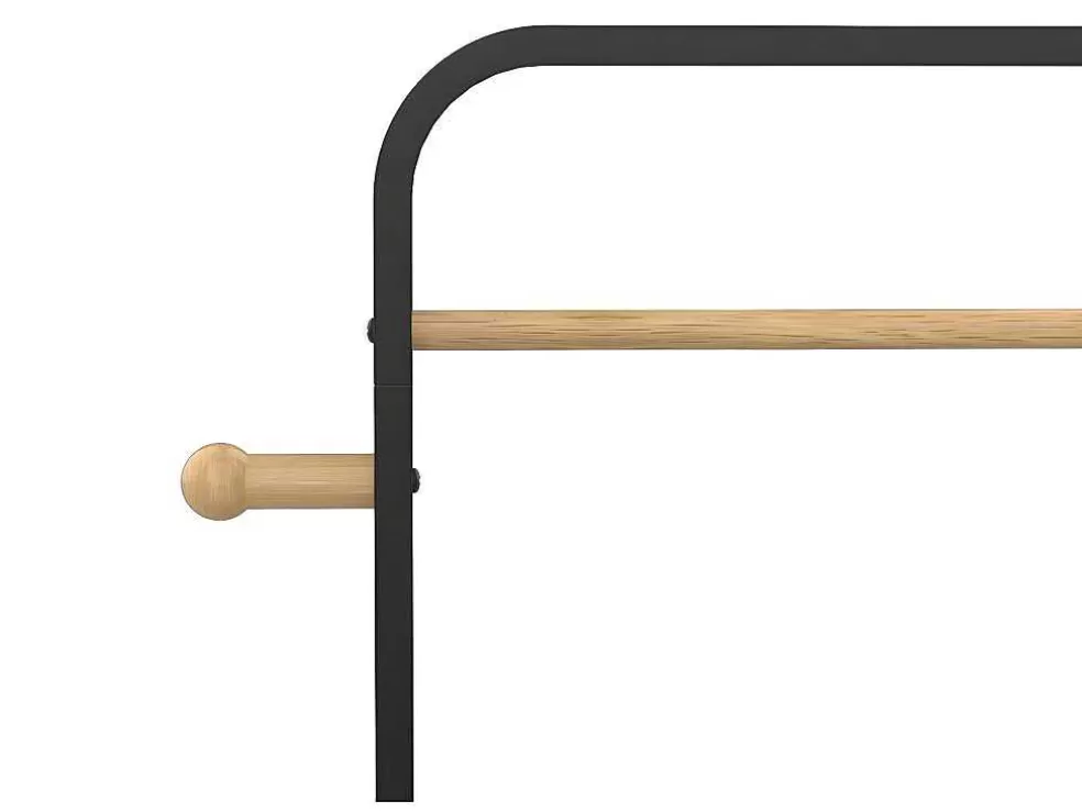 Vente-unique Cabide De Roupa De C90 Cm Em Metal Preto E Madeira De Faia - Selin* Arrumação E Acessórios De Quarto