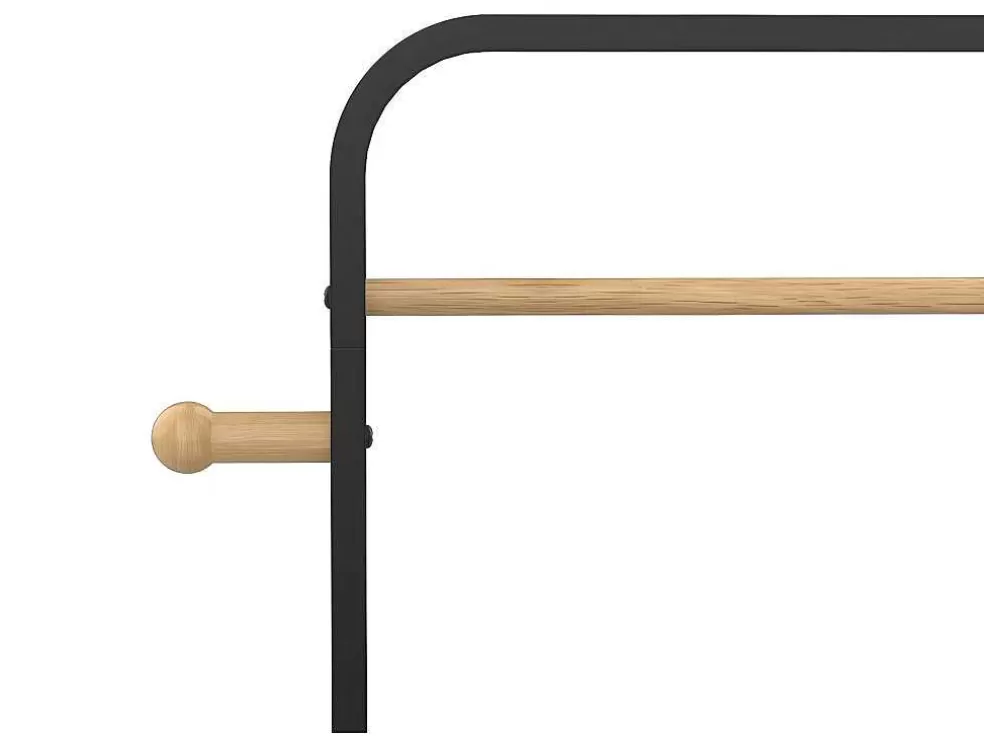 Vente-unique Cabide De Roupa Duplo De C65 Cm Em Metal Preto E Madeira De Faia - Selin* Arrumação E Acessórios De Quarto