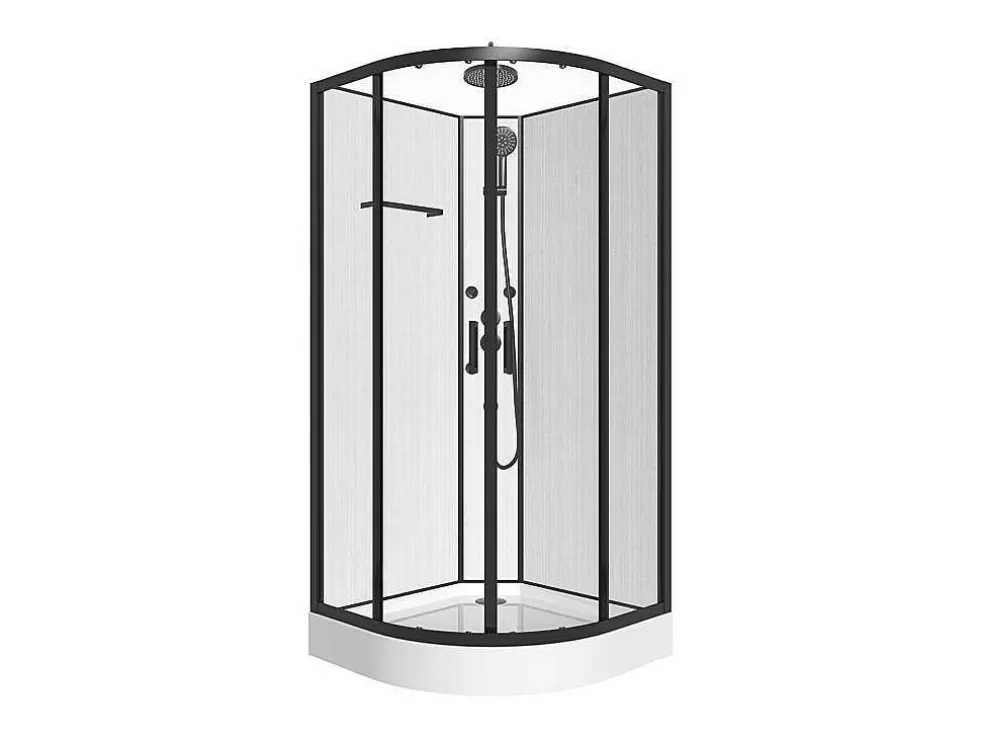 Shower & Design Cabine De Duche De Hidromassagem Em Fibra De Bambu Preto Mate C80 X L80 X A225 Cm - Zalifa* Cabine De Duche