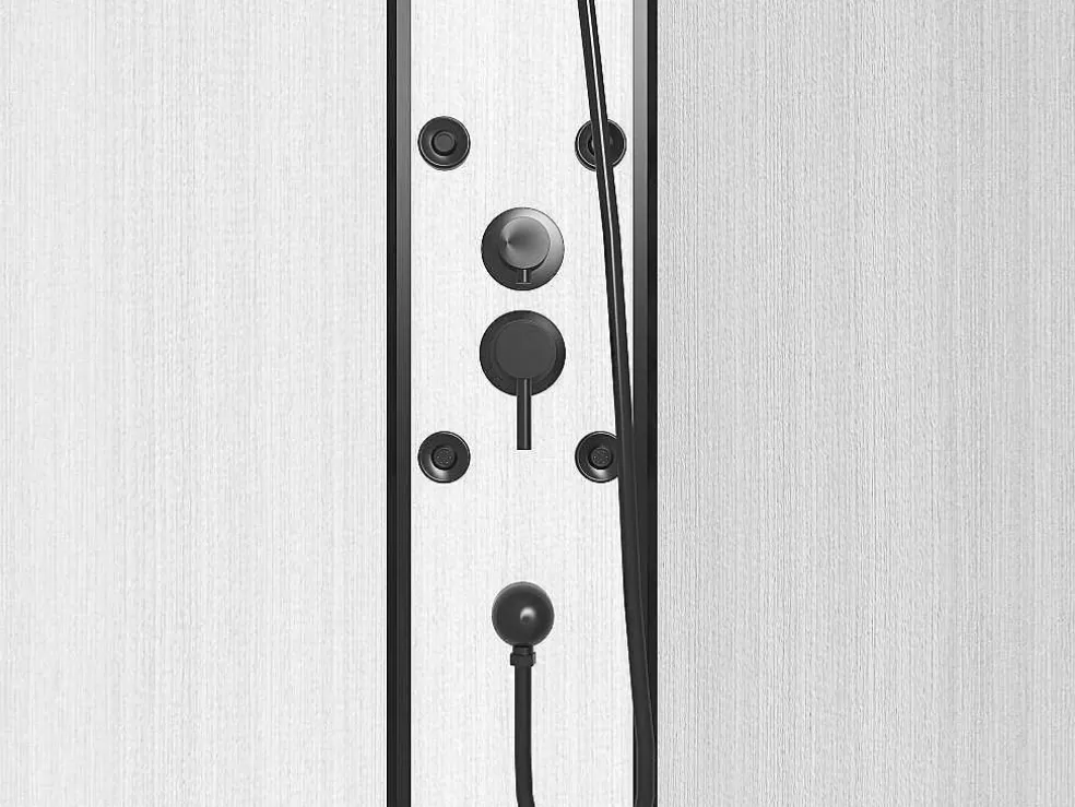 Shower & Design Cabine De Duche De Hidromassagem Em Fibra De Bambu Preto Mate C80 X L80 X A225 Cm - Zalifa* Cabine De Duche