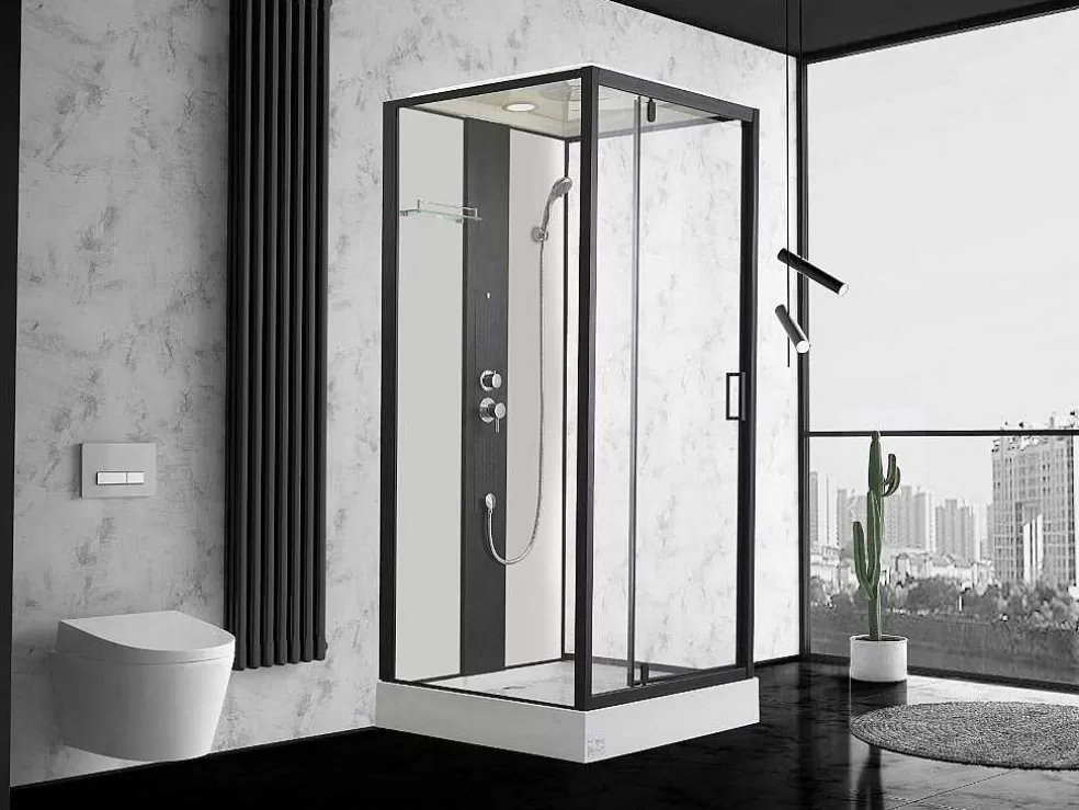 Shower & Design Cabine De Duche De Hidromassagem Primea - 2 Zonas Com Jatos De Massagem - C90 X L90 X A215 Cm - Funcao Chuva Tropical E Cabeca De Chuveiro* Cabine De Duche