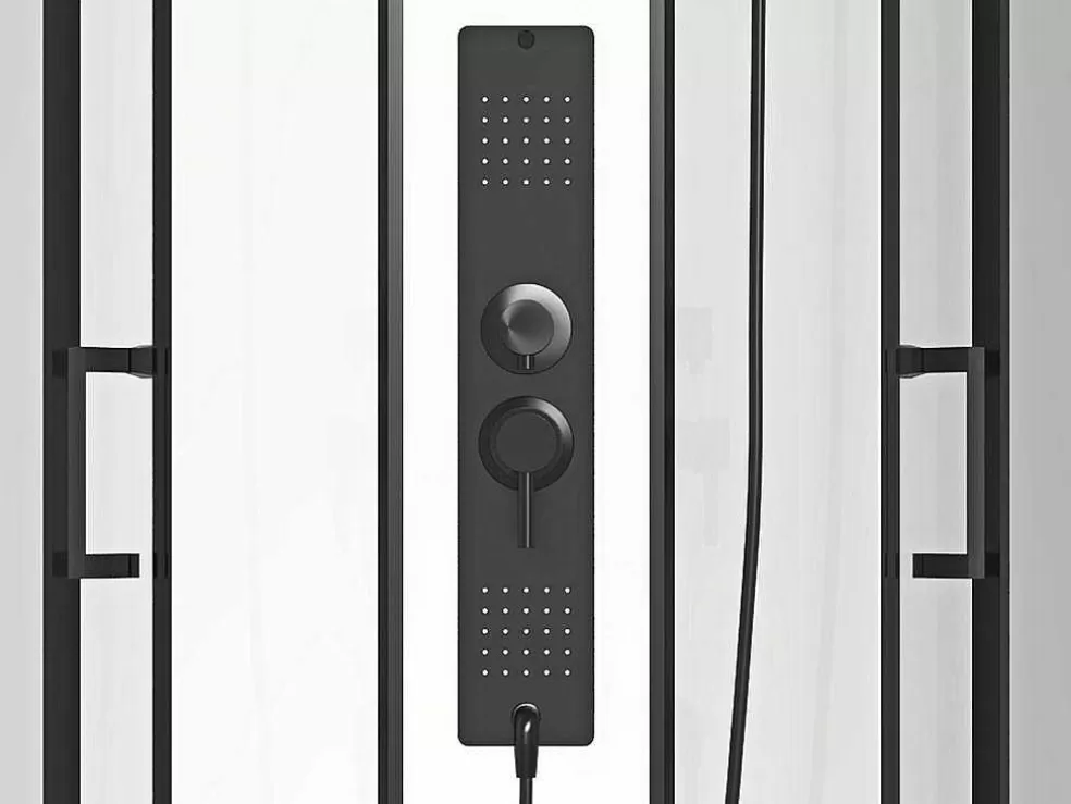 Shower & Design Cabine De Duche De Hidromassagem Quadrada Preto Fosco E Branco C90 X L90 X A215 Cm - Tanito* Cabine De Duche