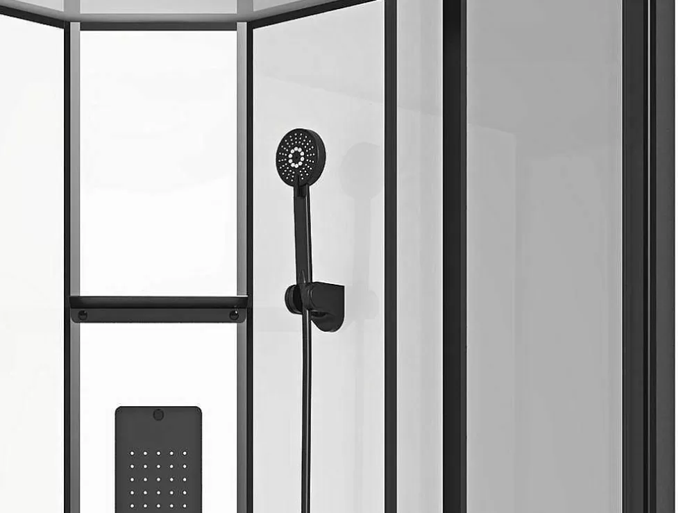 Shower & Design Cabine De Duche De Hidromassagem Quadrada Preto Fosco E Branco C90 X L90 X A215 Cm - Tanito* Cabine De Duche