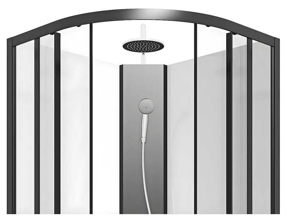 Shower & Design Cabine De Duche Quarto De Circulo, Altura Ajustavel, C80 X L80 X A213/232 Cm Preto E Branco - Rovata* Cabine De Duche