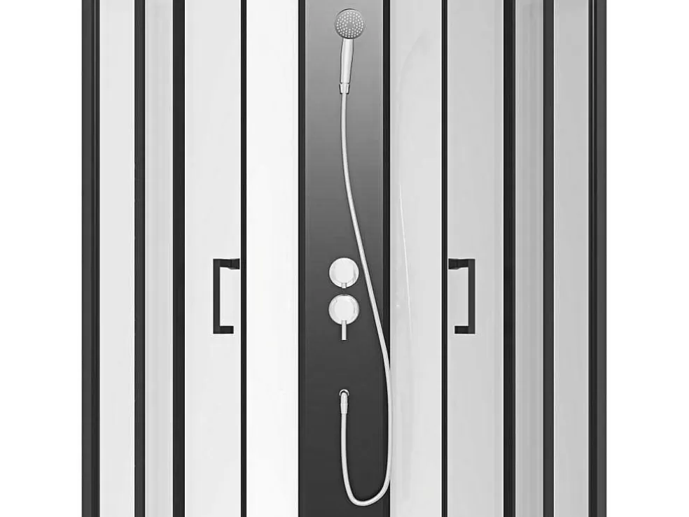 Shower & Design Cabine De Duche Quarto De Circulo, Altura Ajustavel, C80 X L80 X A213/232 Cm Preto E Branco - Rovata* Cabine De Duche